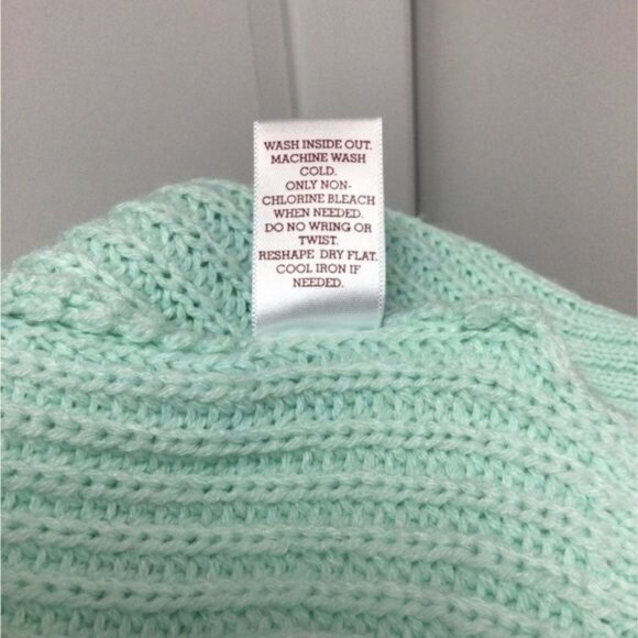 SO Women’s Crew Neck Ribbed Sweater Lace-Up Embellish, Mint, size XS - Picture 7 of 7